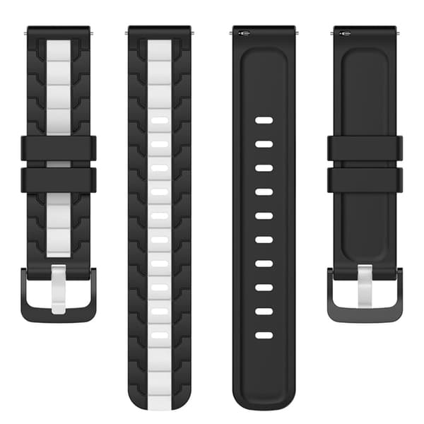 22 mm dobbeltfarvet silikoneurrem til Huawei-ur - Sort / Hvid Black