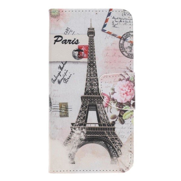 Samsung Galaxy A40 ristikkäistekstuuri nahkakotelo - Eiffel-Torni Multicolor