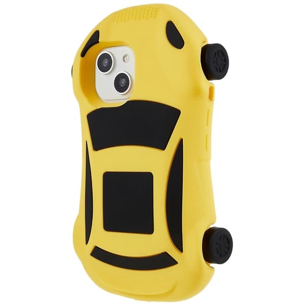 iPhone 14 Plus søtt silikondeksel i racerbilstil - Gul Yellow