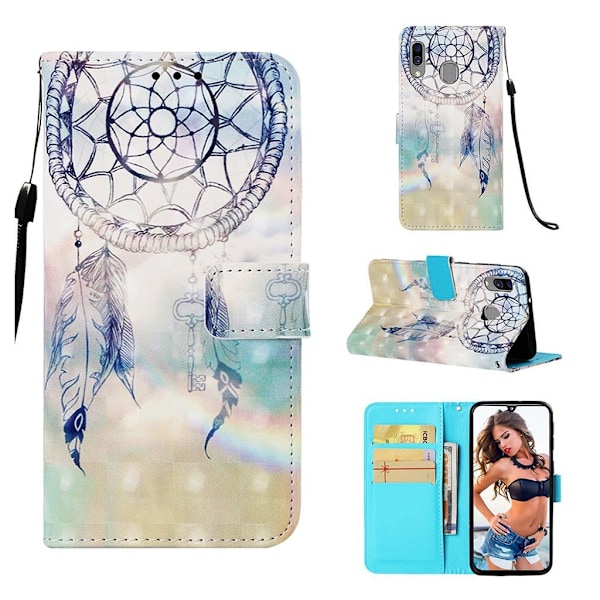 Samsung Galaxy A40 mønstret lædercover - grå drømmefanger Multicolor