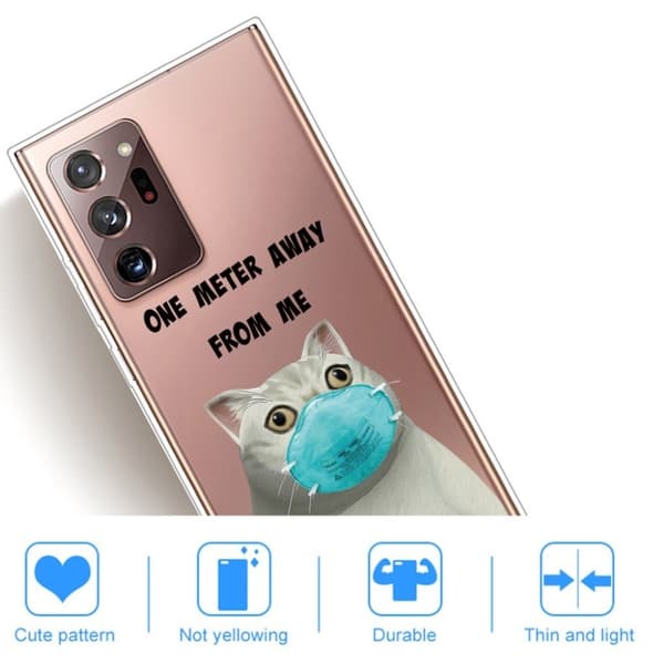 Deco Samsung Galaxy Note 20 Ultra Etui - Katt i Maske Silver grey