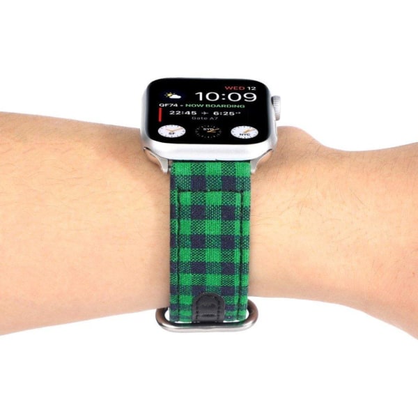 Apple Watch Series 6 / 5 40mm plaid nylon watch band - Black / Green Grön