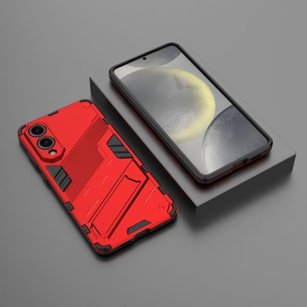 Samsung Galaxy S25 Edge Case PC + fleksibelt støtsikkert telefondeksel med kickstand - Rød Red
