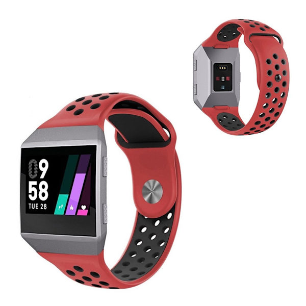Fitbit Ionic tofarget silikonarmbånd - Rød / Svart Red