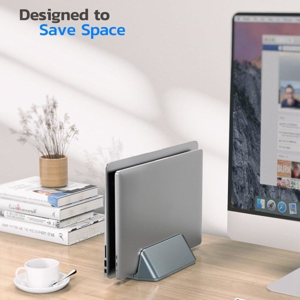 Universal vertical laptop and tablet stand holder - Silver Silver grey
