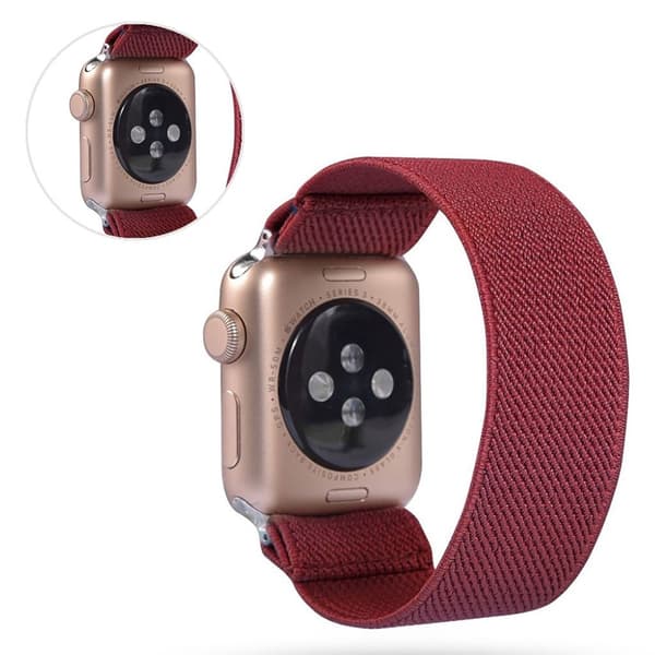 Apple Watch Series 5 40mm yksivärinen nylonkellonauha - Viininpunainen Red