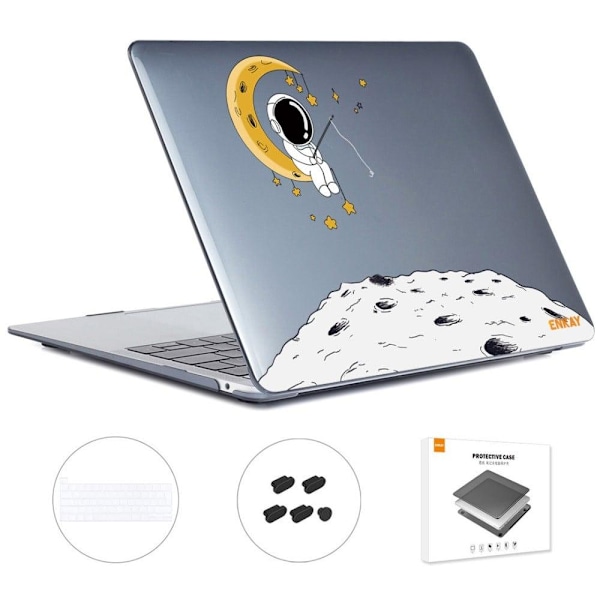 HAT PRINCE MacBook Pro 13 (A2251, A2289, 2020) / M1 / M2 (A2338, 2020) i astronautstil och tangentbordsskydd - Fiske På Månen Vit