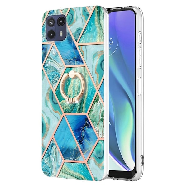 Marble Mønstret Cover med Ring Holder til Motorola Moto G50 5G - Grøn Green