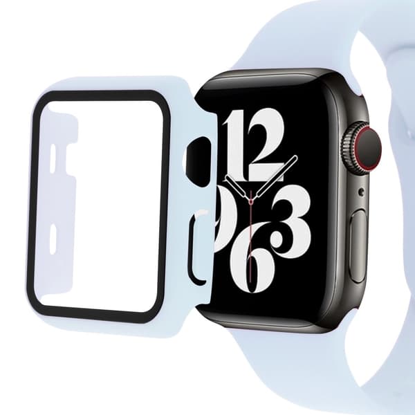Apple Watch SE 2022 (40mm) cover with tempered glass screen protector - Baby Blue Blå