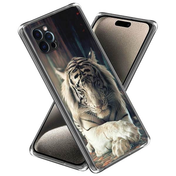 Deco iPhone 15 Pro deksel - Hvit Tiger White