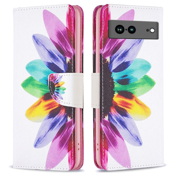 Wonderland Google Pixel 7a Flip Etui - Solsikke Multicolor