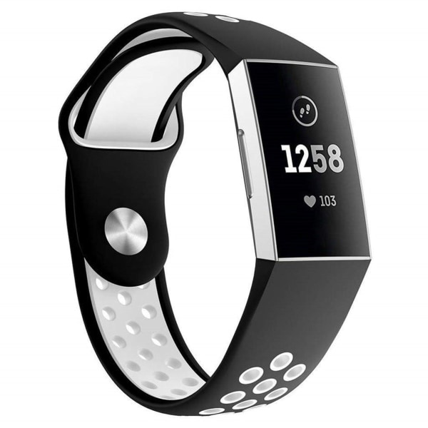 Fitbit Charge 3 tofarvet silikone Urrem - Sort / Hvid Black