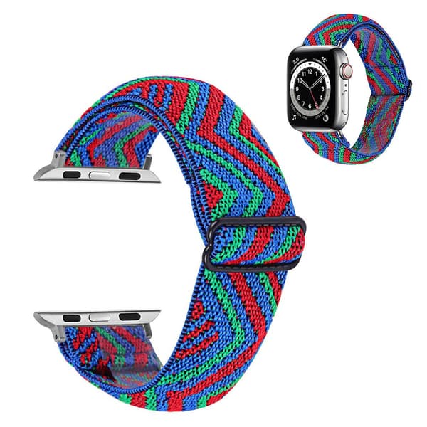Apple Watch Series 6 / 5 44mm nylon pattern watch band - Zig-zag Red / Green / Blue multifärg