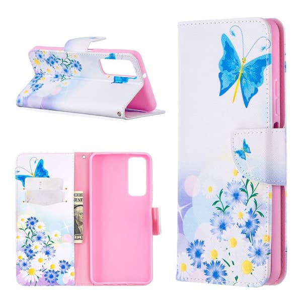 Wonderland Huawei Y7A / P Smart 2021 Flippetui - Sommerfugl og Blomster Multicolor