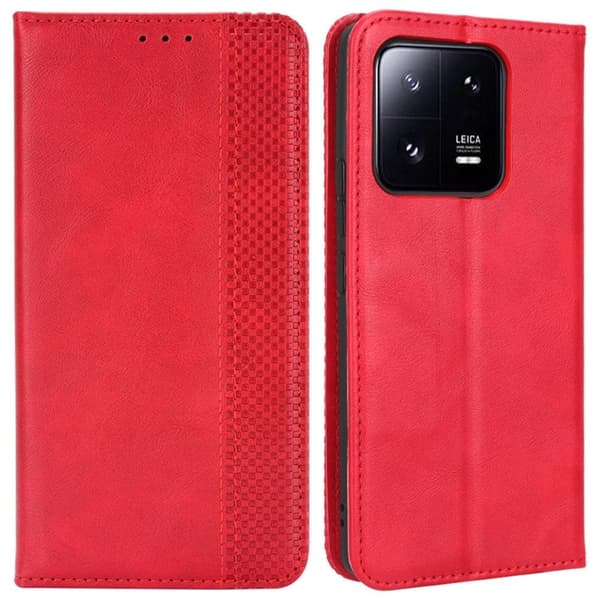 Bofink Vintage Xiaomi 13 Pro Nahkakotelo - Punainen Red