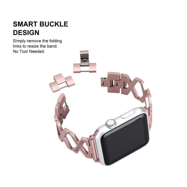 Apple Watch Series 4 40mm X-Formet rustfrit stål Urrem - Lyserød Pink
