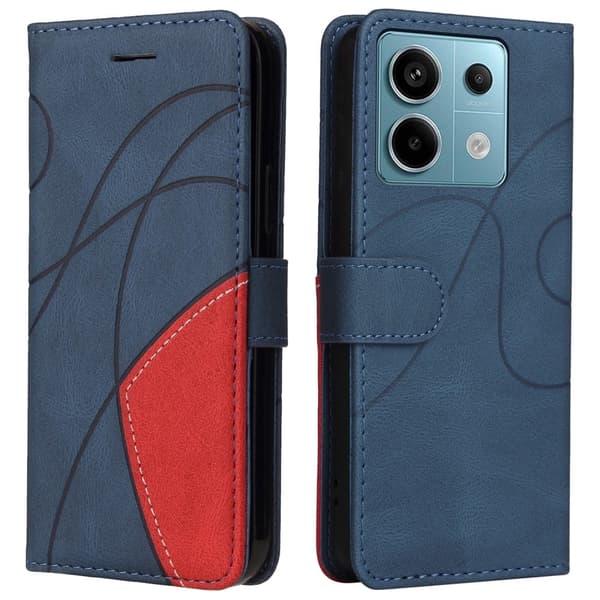 Tekstureret Xiaomi Poco X6 / Xiaomi Redmi Note 13 Pro læderetui med rem - Blå Blue