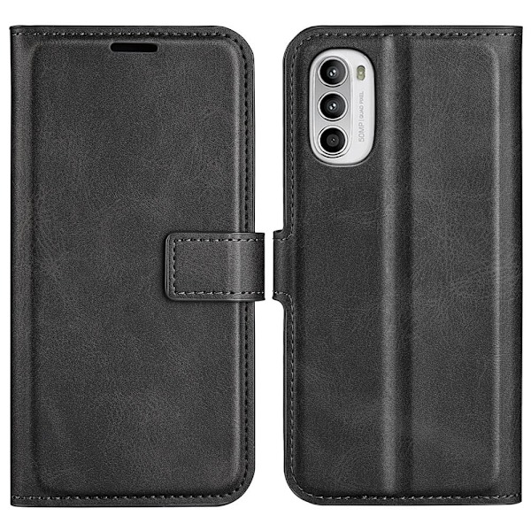 Hållbart konstläder Motorola Moto G52 / Motorola Moto G82 fodral med plånbok - Svart Svart