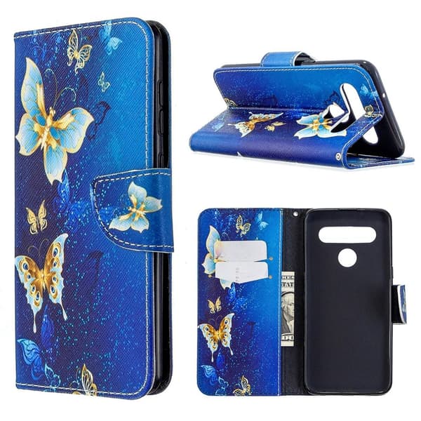 Wonderland LG K61 Etui - Blå og Guld Sommerfugl Multicolor
