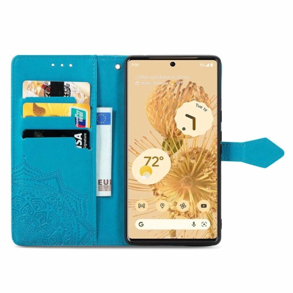 Mandala Google Pixel 6 Pro Flip Etui - Blå Blue