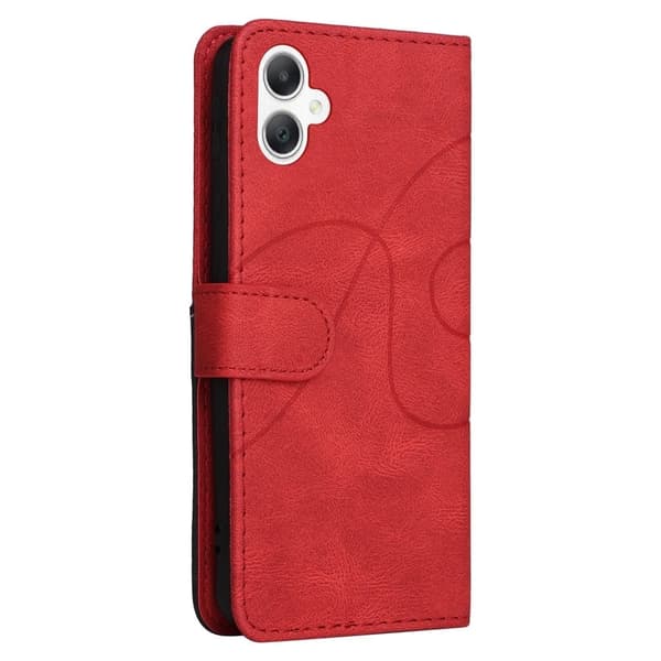 Teksturert læretui med stropp for Samsung Galaxy A06 - Rød Red