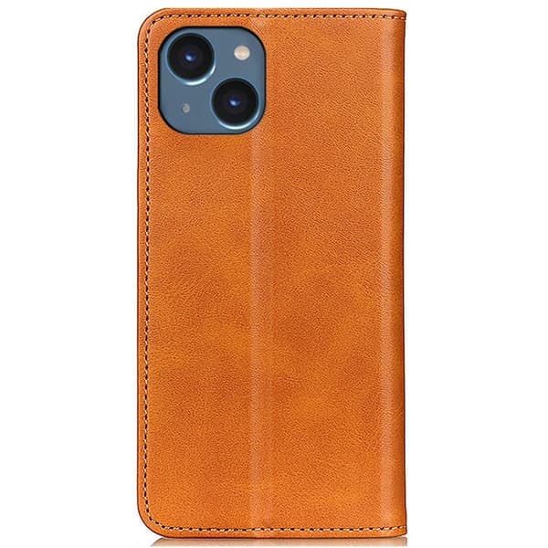 iPhone 14 Plus lompakkokotelo, aitoa nahkaa - Ruskea Brown