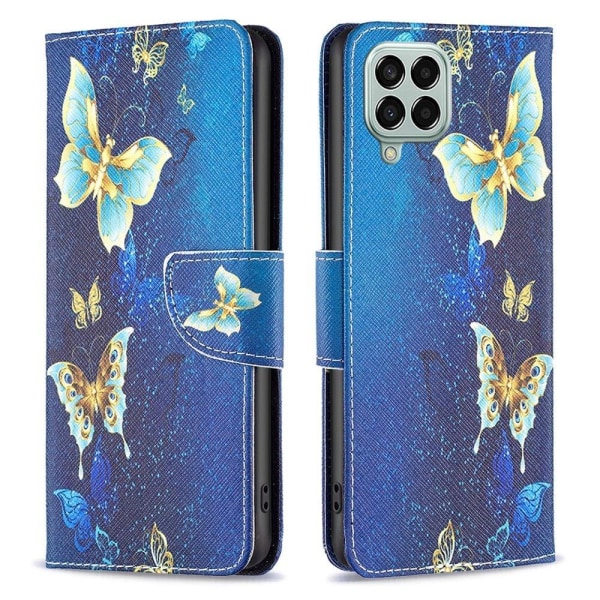 Wonderland Samsung Galaxy M33 5G flip etui - Gyldne Sommerfugle Blue