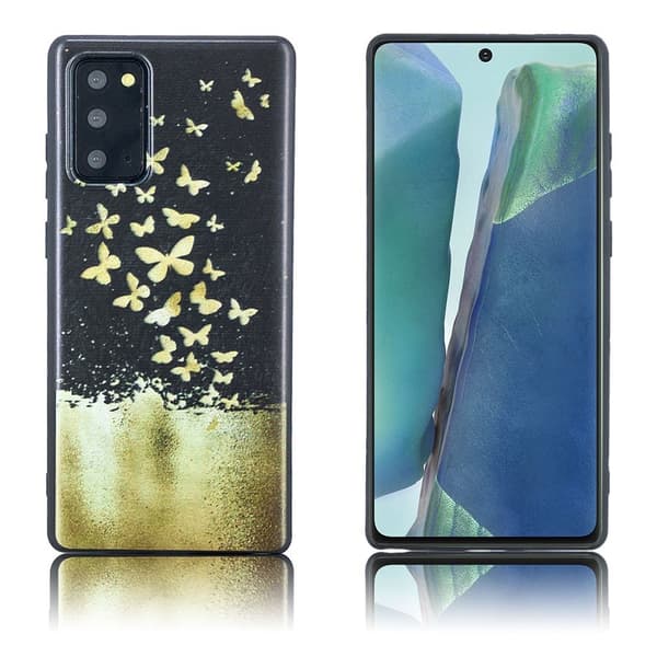 Butterfly Samsung Galaxy Note 20 nahkakotelo - Perhonen Gold