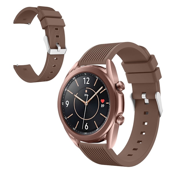 Samsung Galaxy Watch 3 (41mm) pinstriped silikon klockarmband - brun Brun