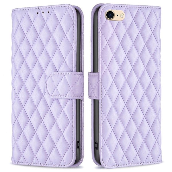 Rombuskuvioinen matta läppäkotelo iPhone SE (2022) / iPhone SE 2020 / iPhone 7 Plus - Violetti Purple