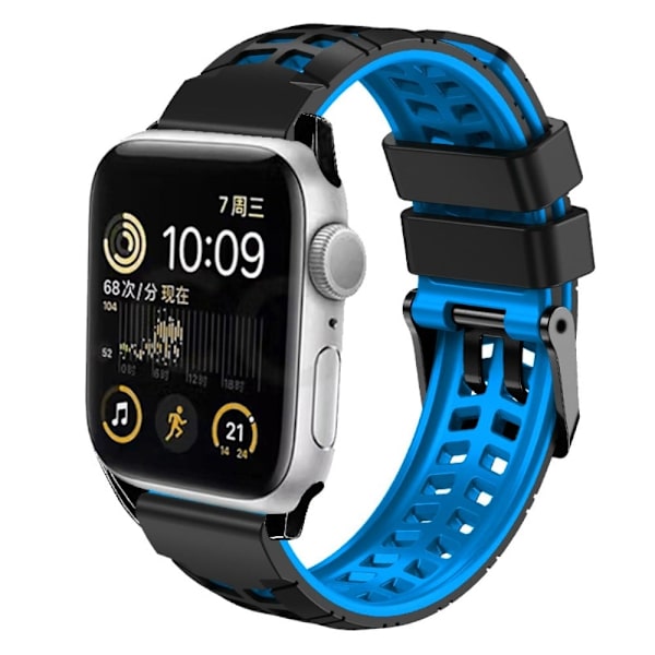 Silikonearmbånd i to farver til Apple Watch - Sort + Blå Blue