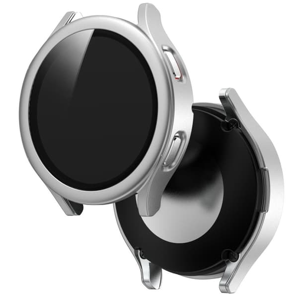 Samsung Galaxy Watch 4 (40mm) matte cover with tempered glass screen protector - Silver Silvergrå