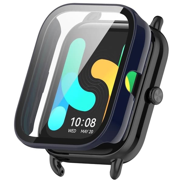 Haylou GST Lite(LS13) / (LS09B) bump resistant Case Protective Watch Cover with Tempered Glass Screen Protector - Ink Blue Blå