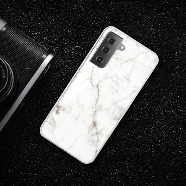 Marble Samsung Galaxy S21 Plus Etui - White med Crack White