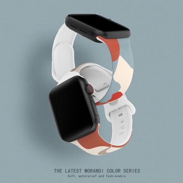 Apple Watch (41mm) morandi klockarmband i silikon - Morandi Orange / Vit / Grön multifärg