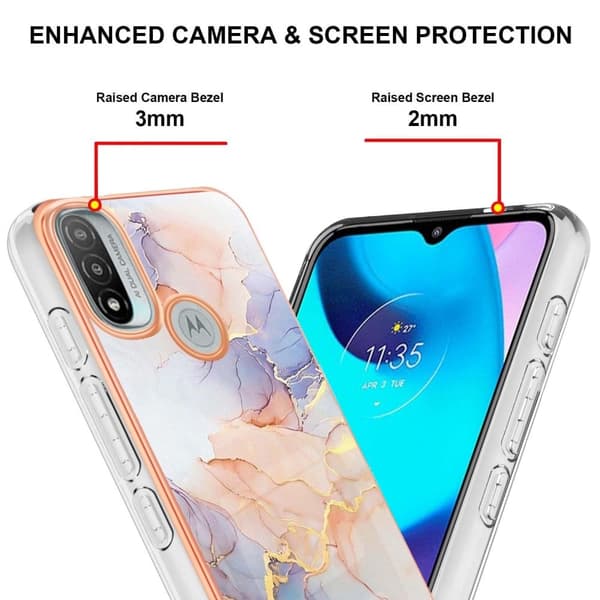 Marble Motorola Moto E30 / E40 / E20 Suojakotelo - Milky Way Marble White Multicolor