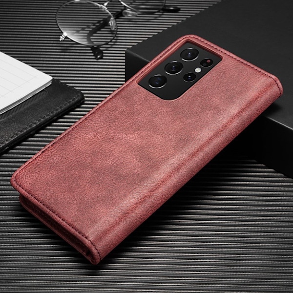 DG.MING Samsung Galaxy S21 Ultra 2-i-1 tegnebogstaske - Rød Red