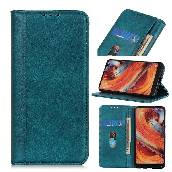 Samsung Galaxy A03 ægte læderetui med magnetisk lukning - Grøn Green
