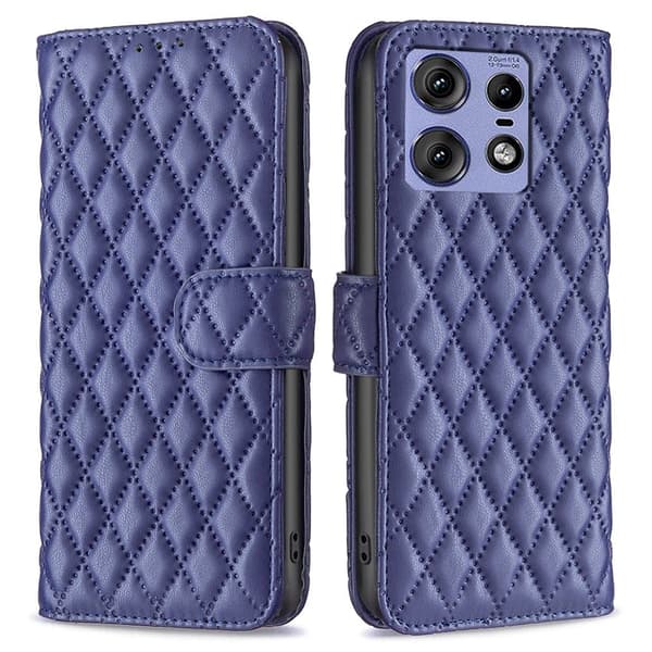 Rhombus mat Motorola Edge 50 Pro flip etui - Blå Blue