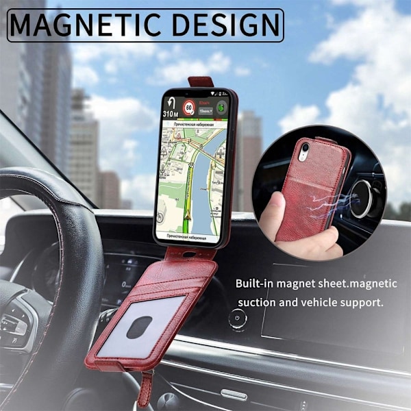 Vertical Flip Phone Suojakotelo With Zipper For iPhone Xr - Punainen Red
