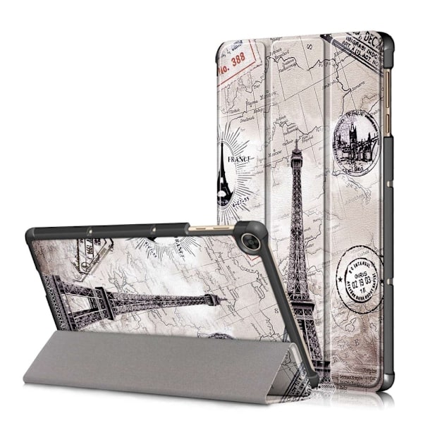 Huawei MatePad T10 mönstrat trefaldigt läderfodral - Vintage-Torn Silvergrå