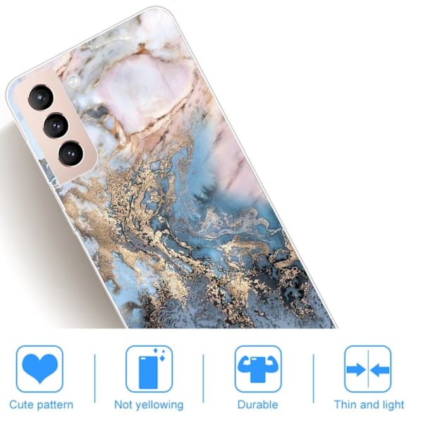 Marble Samsung Galaxy S22 Etui - Bluish Guld Marmor Multicolor