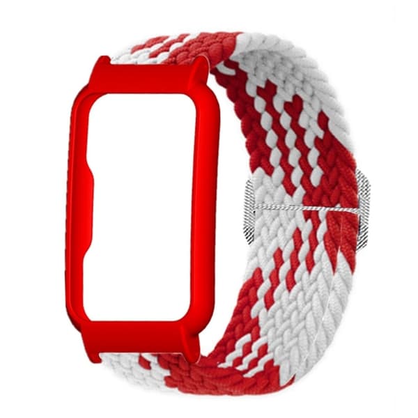 Oppo Watch Free elastisk nylon urrem - Rød Hvid / Rød Red