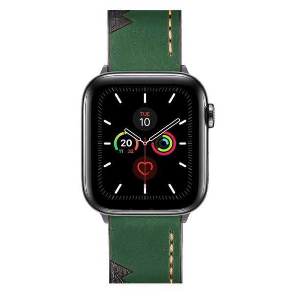 Ægte læderarmbånd med takker til Apple Watch Series 5 / 4 44mm - Grøn Green