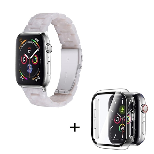 Apple Watch SE 2022 (40mm) 3 helmen hartsityylinen kelloranneke kirkkaalla suojuksella - Helmi Valkoinen White