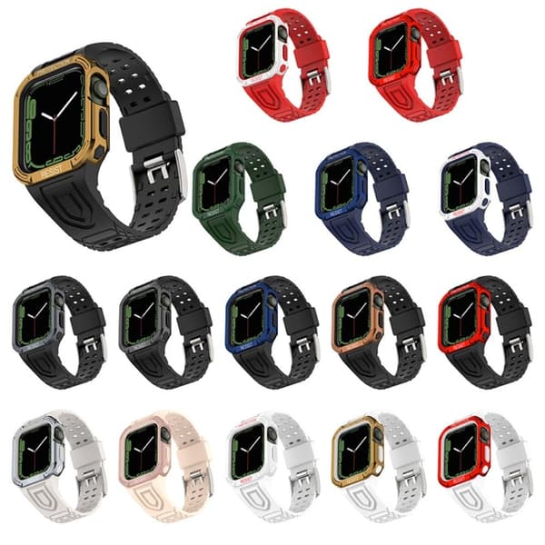 Apple Watch (41 mm) urrem i kontrastfarge + deksel - Hvit / Gull Gold