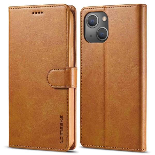 LC.Imeeke läder iPhone 14 Plus fodral - Brun Brun