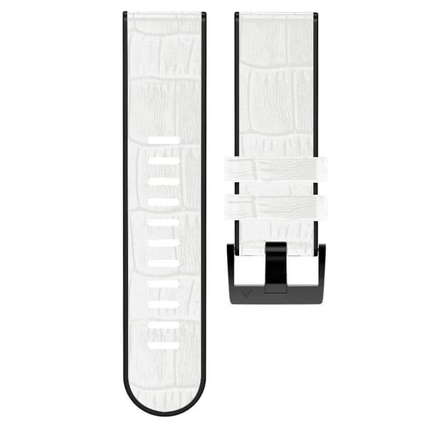 26 mm klockarmband i läder med krokodilstruktur för Garmin-klocka - Vit Vit