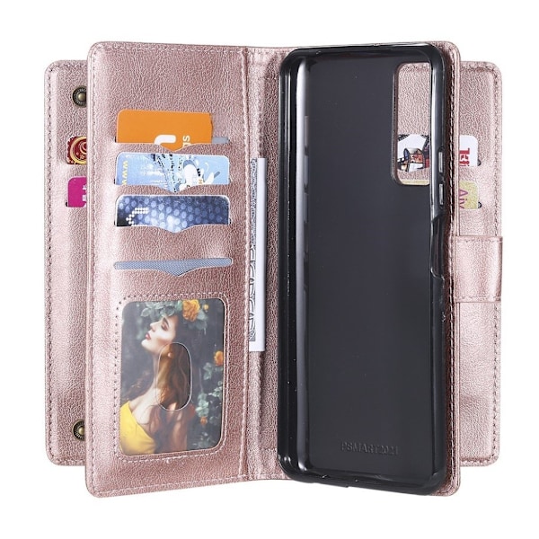 10-slot Lompakko Suojakotelo For Huawei Y7A / P Smart 2021 - Ruusukulta Pink
