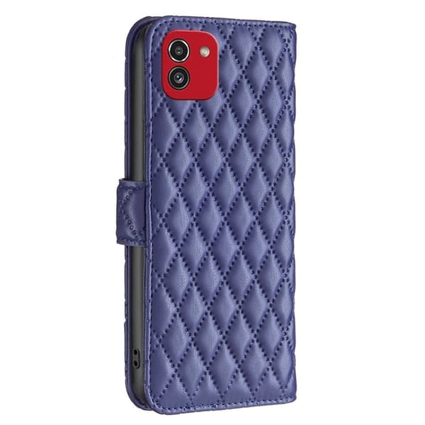 Rombemønster, matt flip-deksel for Samsung Galaxy A03 - Blå Blue